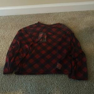 Cropped sheer checkered shirt/cover shirt